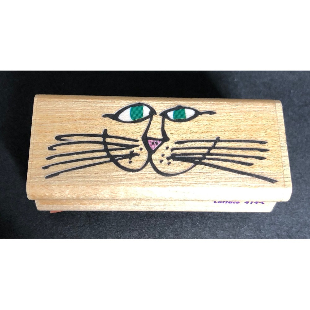 Rubber Stampede Rubber Stamp Catface Cat Kitten 414-C Wood Mounted